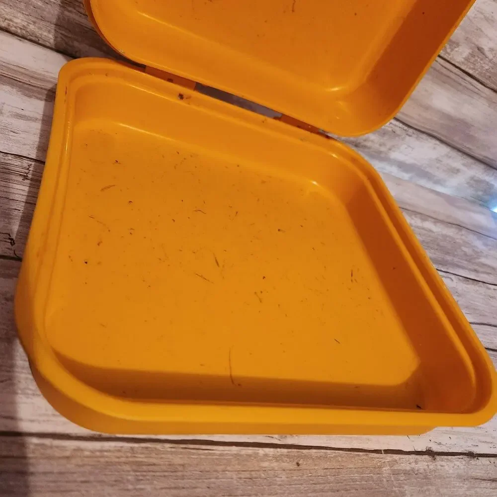 Vintage Tupperware Yellow Alphabet ABCs Stencil Case Lunch Box Storage Container